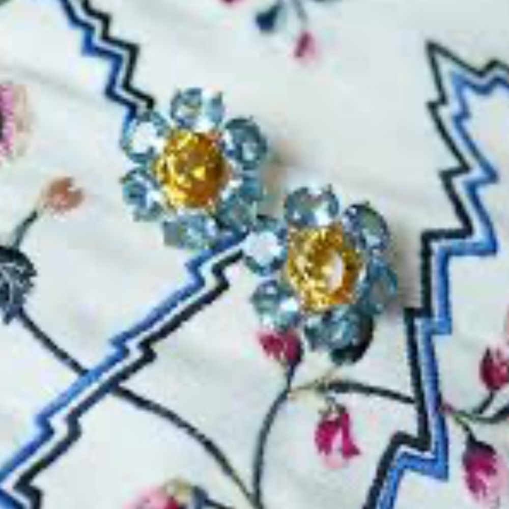 Nicola Bathie paris gold and marigold flower earrings